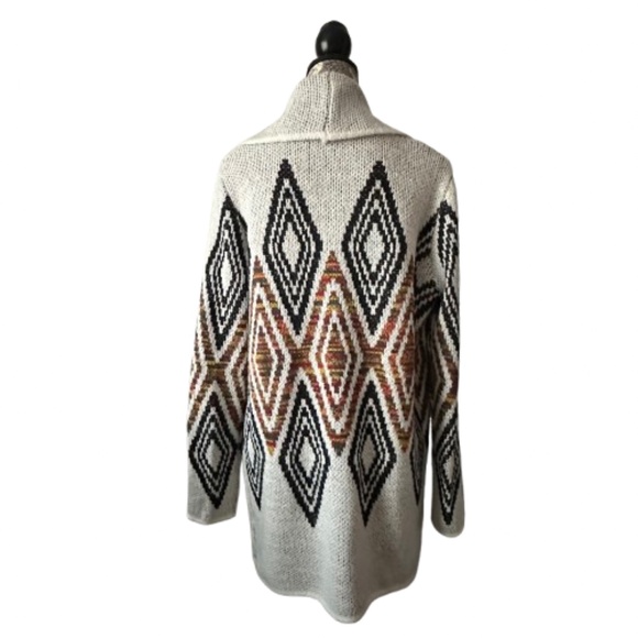 Woven Heart Women's L Tan & Brown Sleeved Boho Open Front Knit Cardigan Sweater - Picture 3 of 15